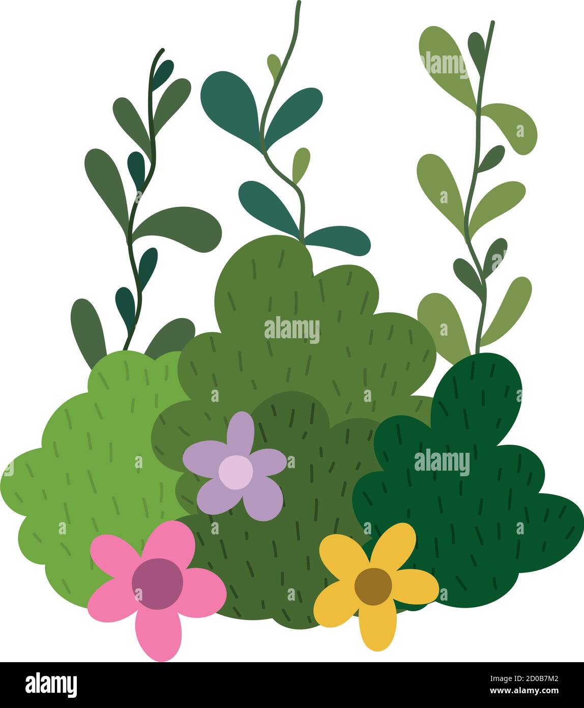 arbustos flores follaje naturaleza botánica icono aislado ilustración