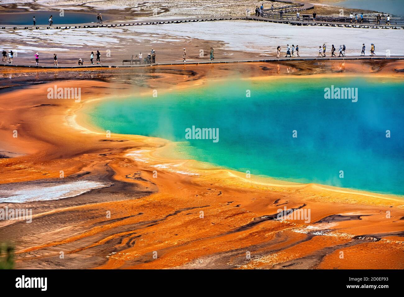 Fuente termal Grand Prismatic, Midway Geyser Basin, Parque Nacional Yellowstone, Wyoming, Estados Unidos Foto de stock