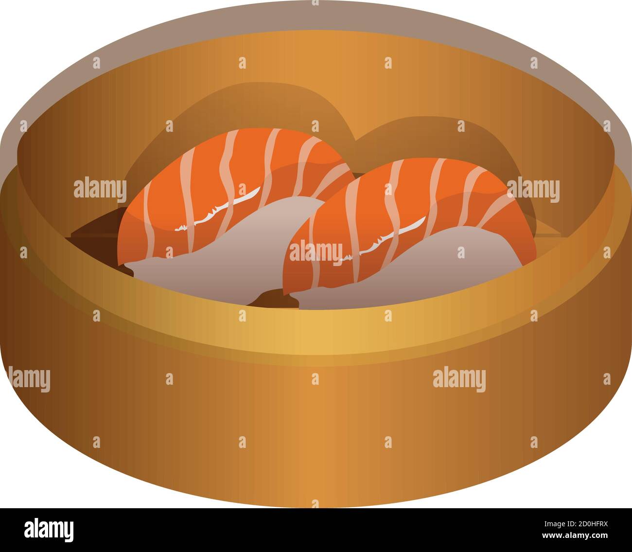 Saumon ilustración de la comida japonesa sobre la tradición estilo asiático Ilustración del Vector