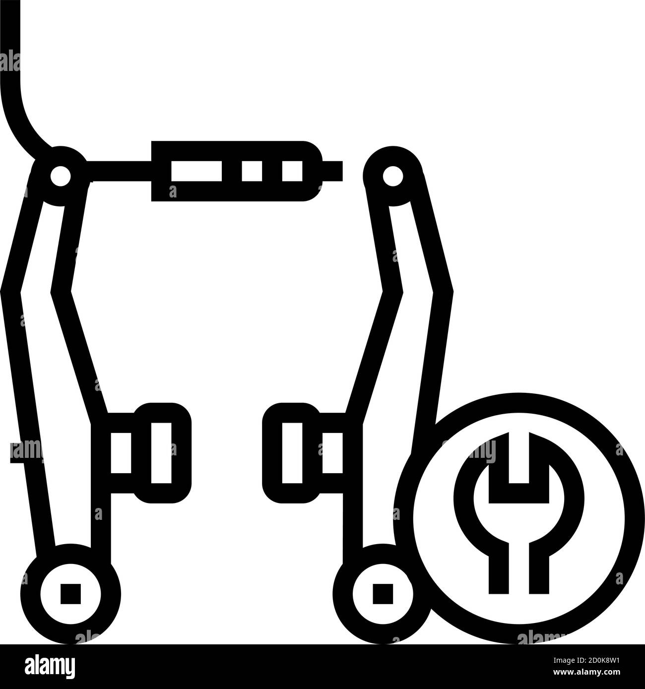 limpieza de las pastillas de freno de bicicleta y línea de ajuste icono de ilustración vectorial Ilustración del Vector