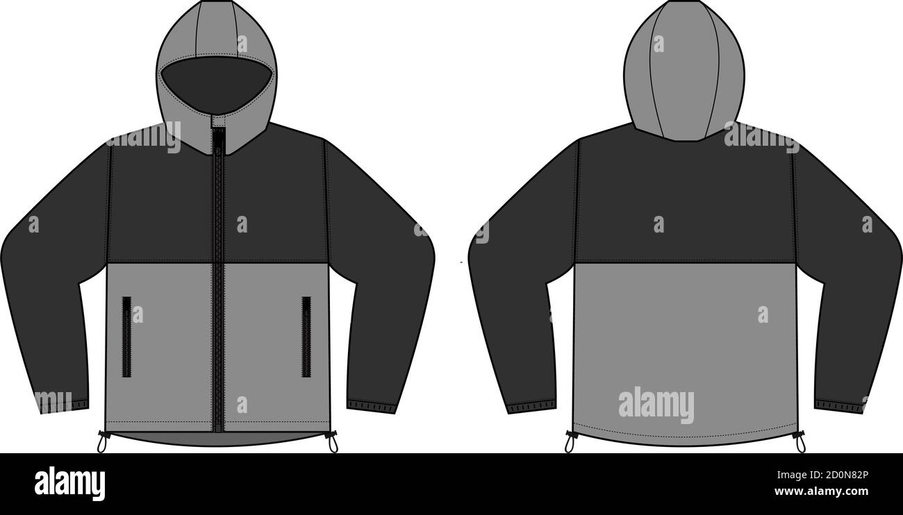 chaqueta cortaviento con capucha ( parka) ilustración vectorial / negro y  gris Imagen Vector de stock - Alamy