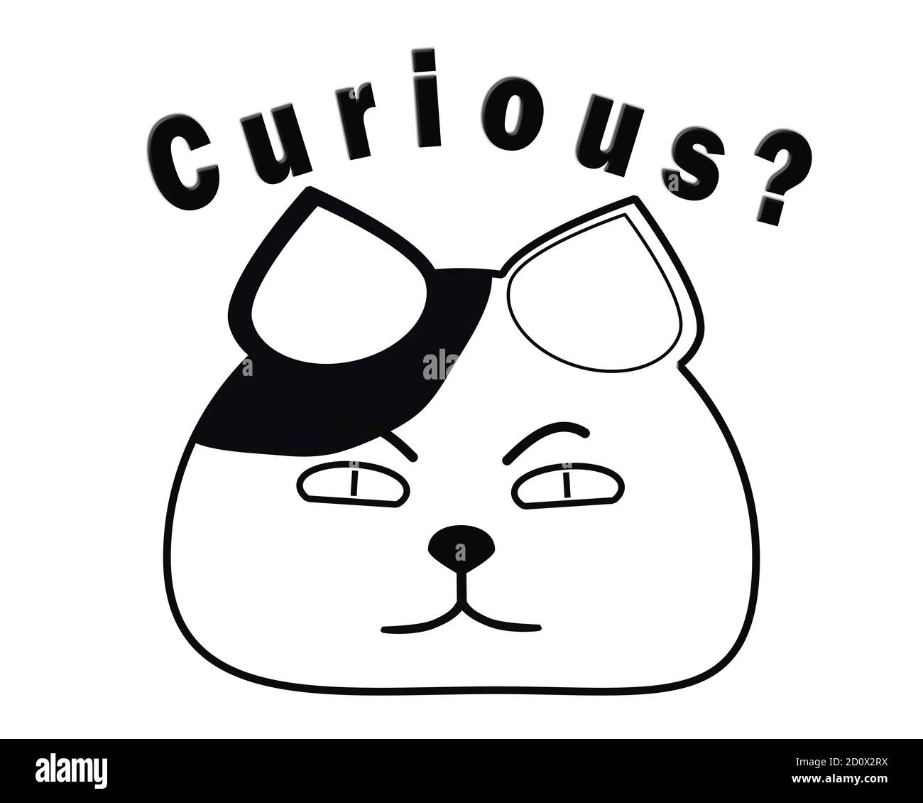 Gato curioso - la ilustración del concepto de la educación representa gato gordo con curiosidad insaciable para aprender. Foto de stock