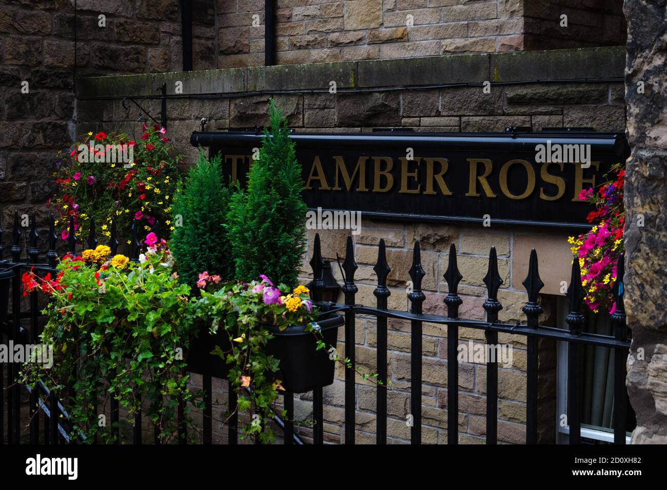 La fachada de la Rosa ámbar en la nueva ciudad de Edimburgo, Escocia Foto de stock