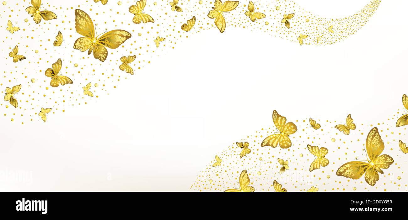 Mariposa dorada sobre blanco Imágenes vectoriales de stock - Alamy