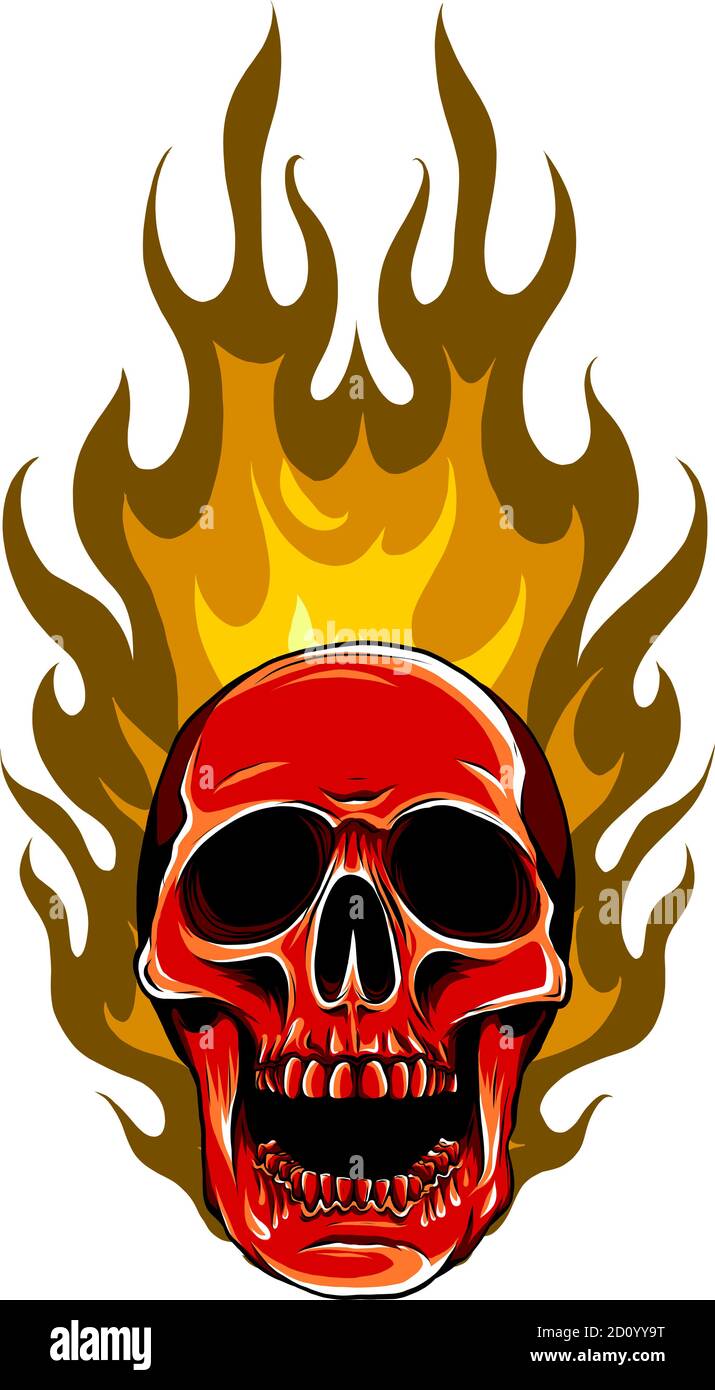 pics Tatuajes De Llamas De Fuego En La Mano https www alamy es diseno de tatuaje de craneo en fuego vector dibujado a mano image379242244 html