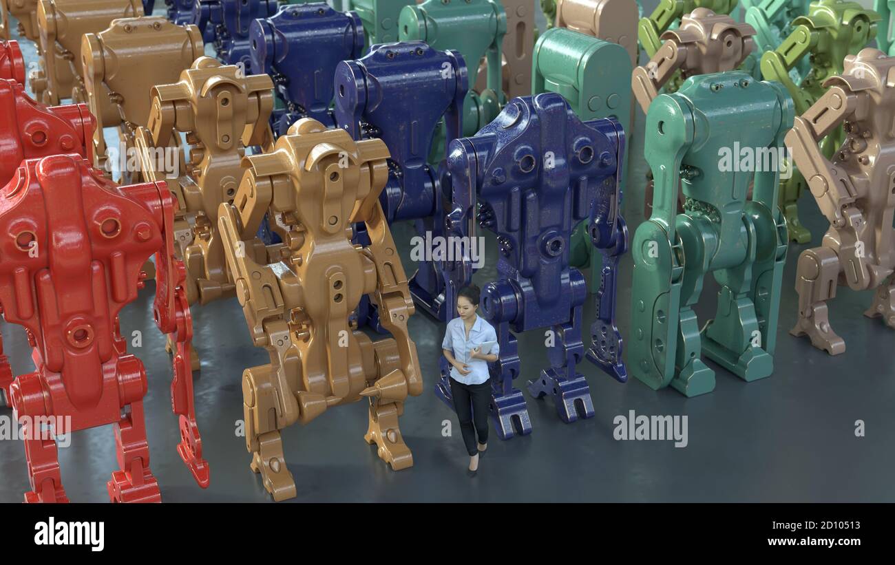 grupo de robots metálicos Fotografía de stock - Alamy
