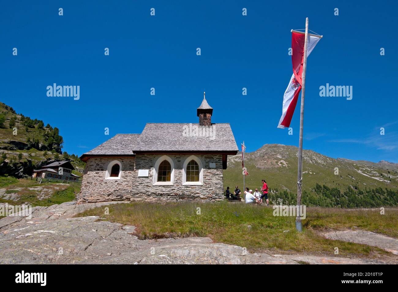 Capilla de Klösterle (cerca de la cabaña de montaña Nino Corsi), Valle de Martell (Martelltal), Bolzano, Trentino-Alto Adige, Italia Foto de stock