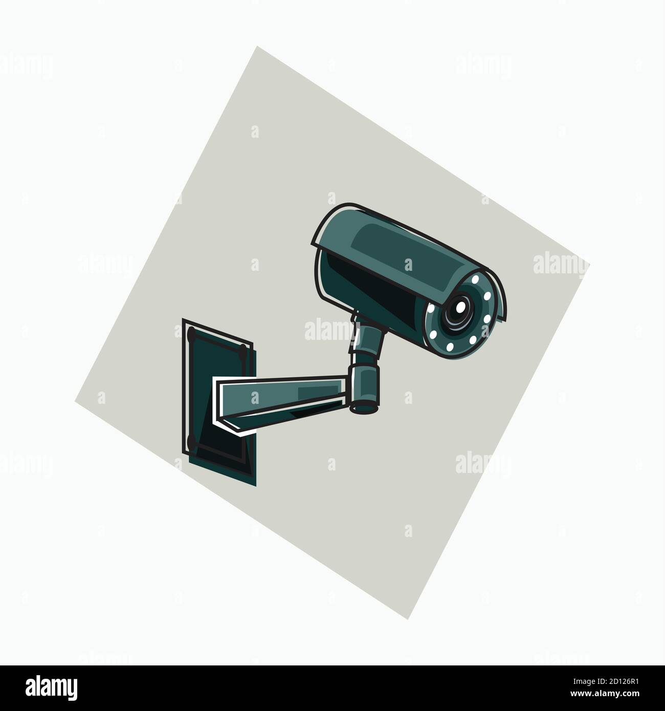 Ilustraciones vectoriales - CCTV verde (cámara de vigilancia) - estilo de dibujos animados planos Ilustración del Vector