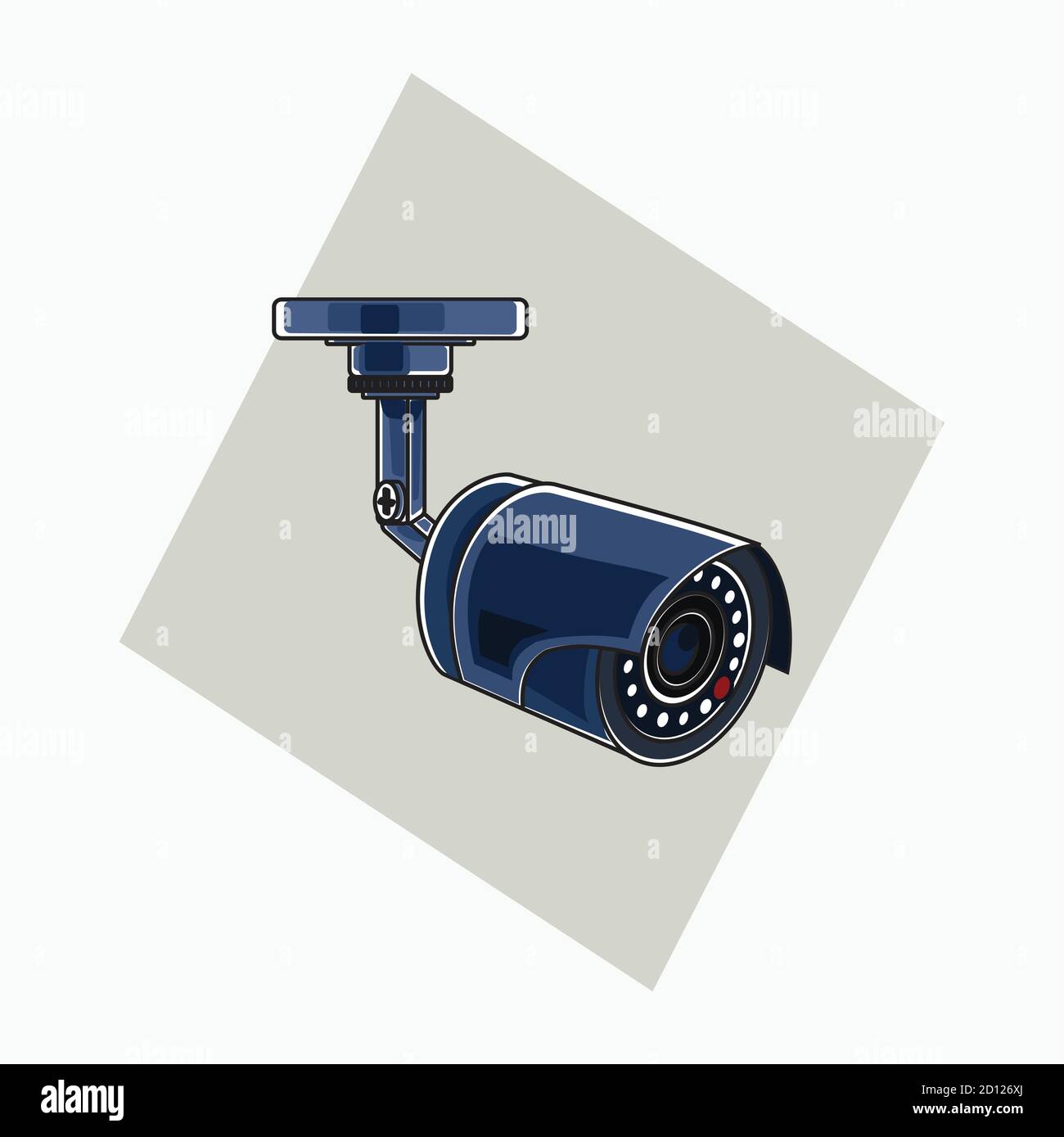 Ilustraciones vectoriales - CCTV azul (cámara de vigilancia) - estilo de dibujos animados planos Ilustración del Vector