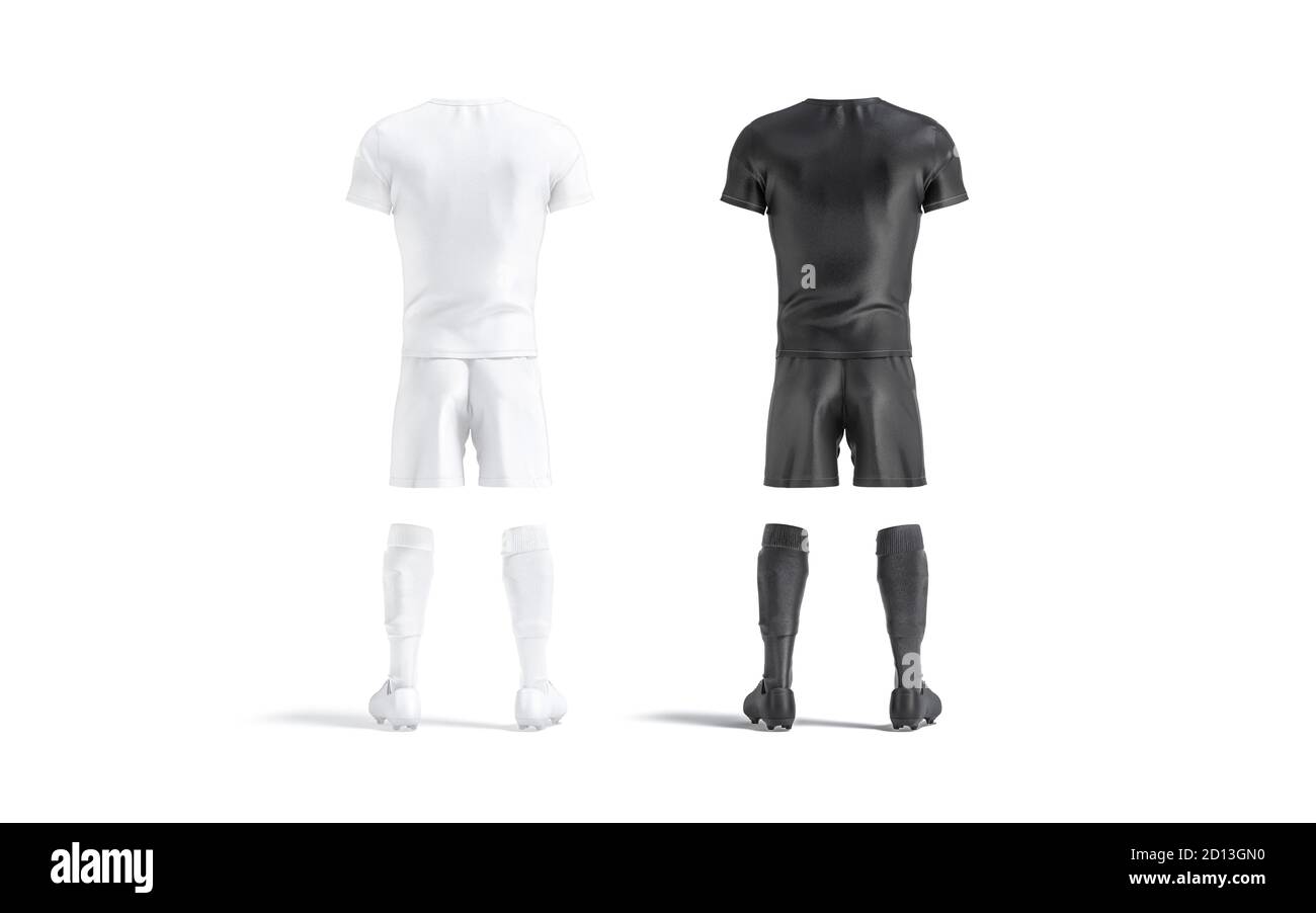 Blanco negro y blanco uniforme de fútbol juego de mockup, vista trasera  Fotografía de stock - Alamy