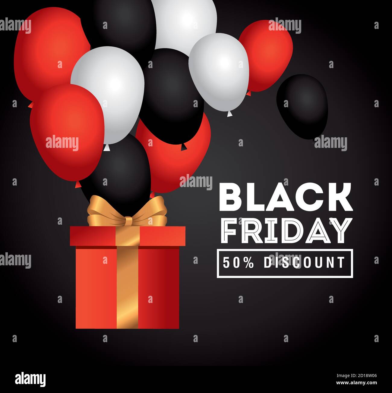 black friday con diseño de vectores de regalo y globos Imagen Vector de  stock - Alamy