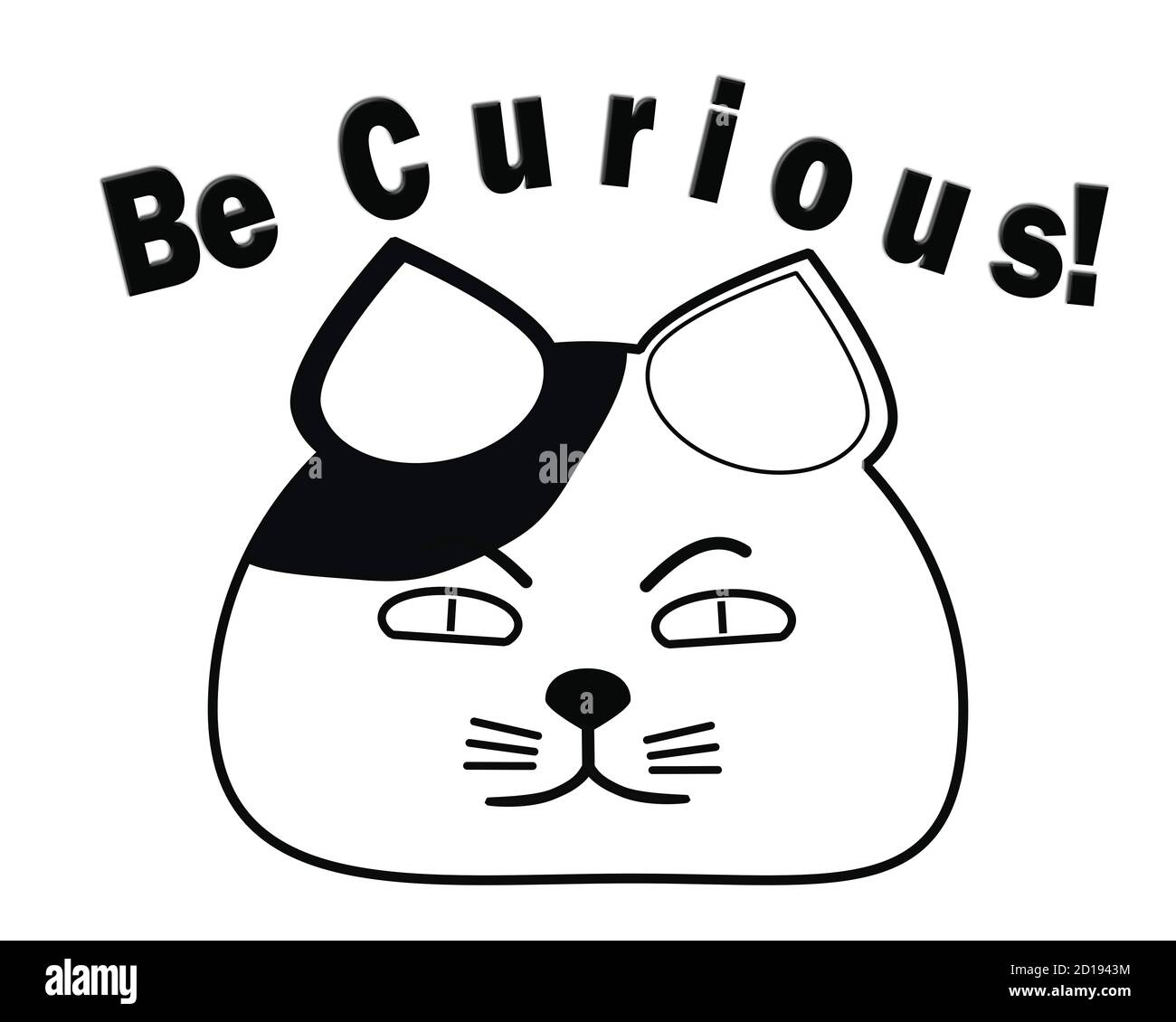 Gato curioso - la ilustración del concepto de la educación representa gato gordo con curiosidad insaciable para aprender. Foto de stock