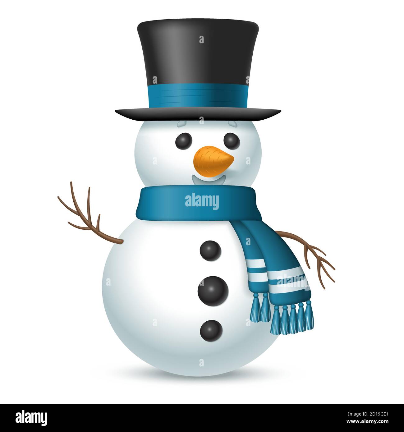 Muñeco de nieve de Navidad con sombrero y bufanda aislados sobre fondo  blanco. Ilustración vectorial Imagen Vector de stock - Alamy