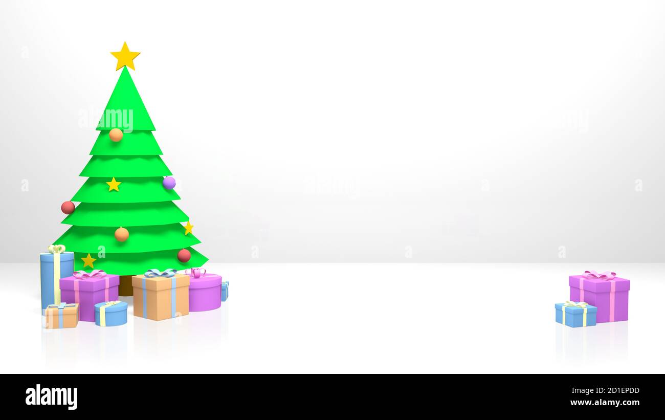 Árbol de Navidad y cajas de regalo. Ideal para hacer postales o carteles de  Navidad y año Nuevo. Fondo blanco aislado Fotografía de stock - Alamy