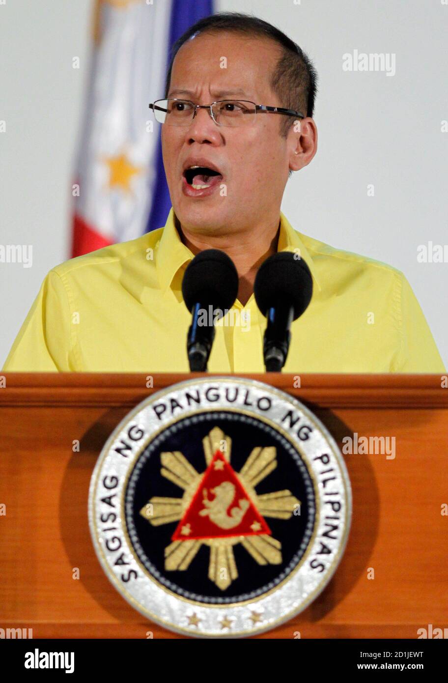Philippines' President Benigno 'Noynoy' Aquino III delivers a speech