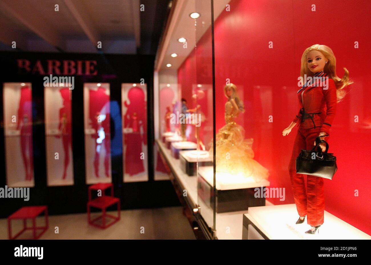 The Barbie in-house museum, featuring 25 of the most iconic dolls, is  pictured at Barbie's 50th birthday party at the Barbie real-life Malibu  Dream House in Malibu, California March 9, 2009. REUTERS/Mario