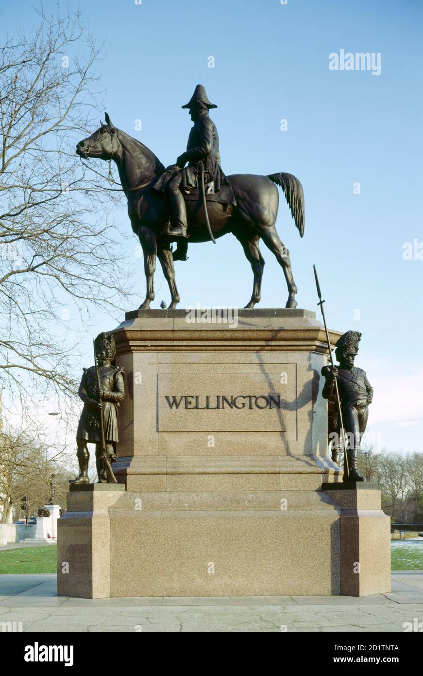 ESTATUA DEL DUQUE DE WELLINGTON, Hyde Park Corner, Londres. Estatua ecuestre de bronce diseñada en 1888 por Joseph Edgar Boehm. Foto de stock