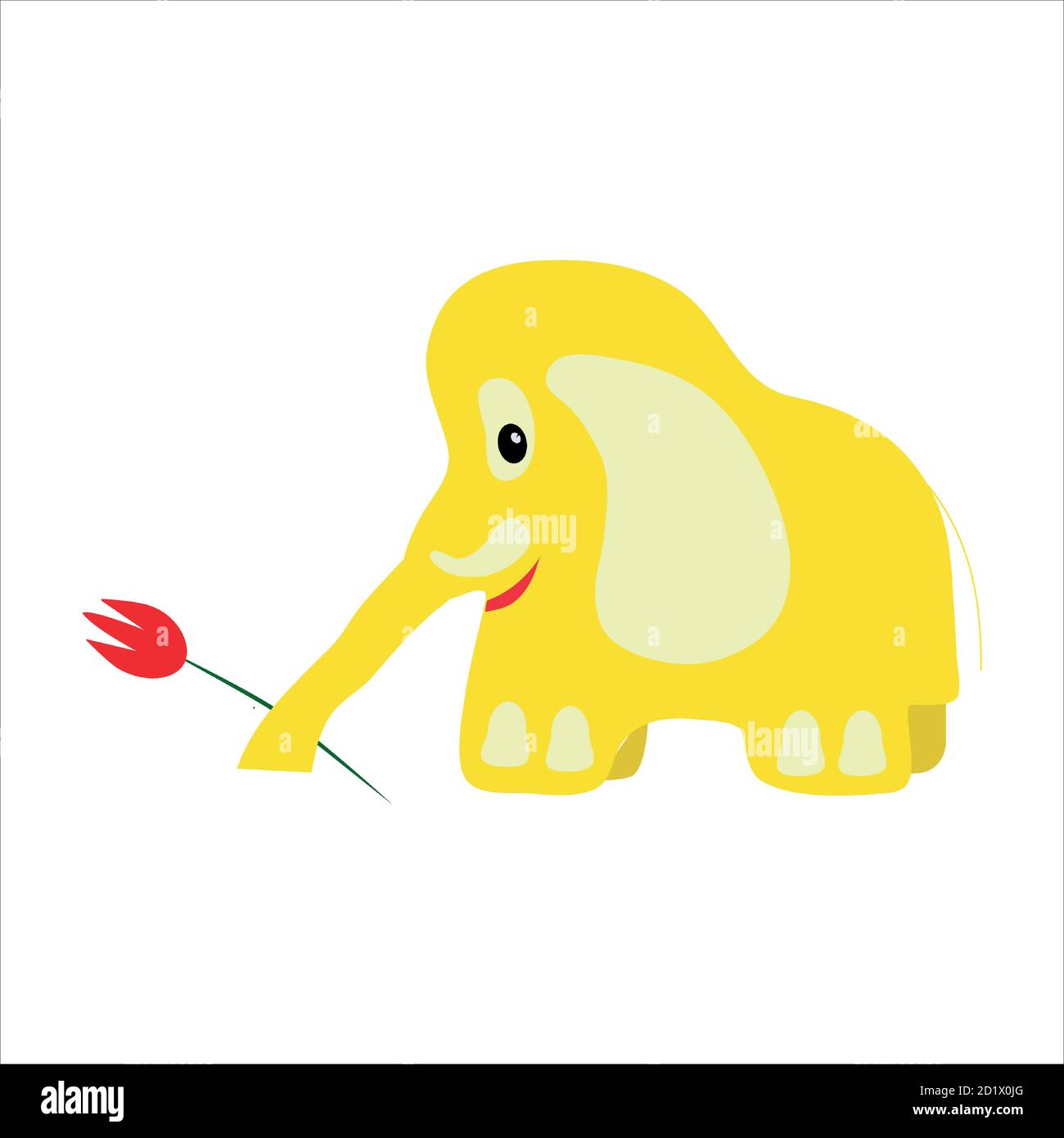 Elefante amarillo con ilustración de vector de tulipán. Se puede utilizar  para imprimir camisetas, diseño de ropa para niños, tarjeta de invitación  para la ducha del bebé Imagen Vector de stock -