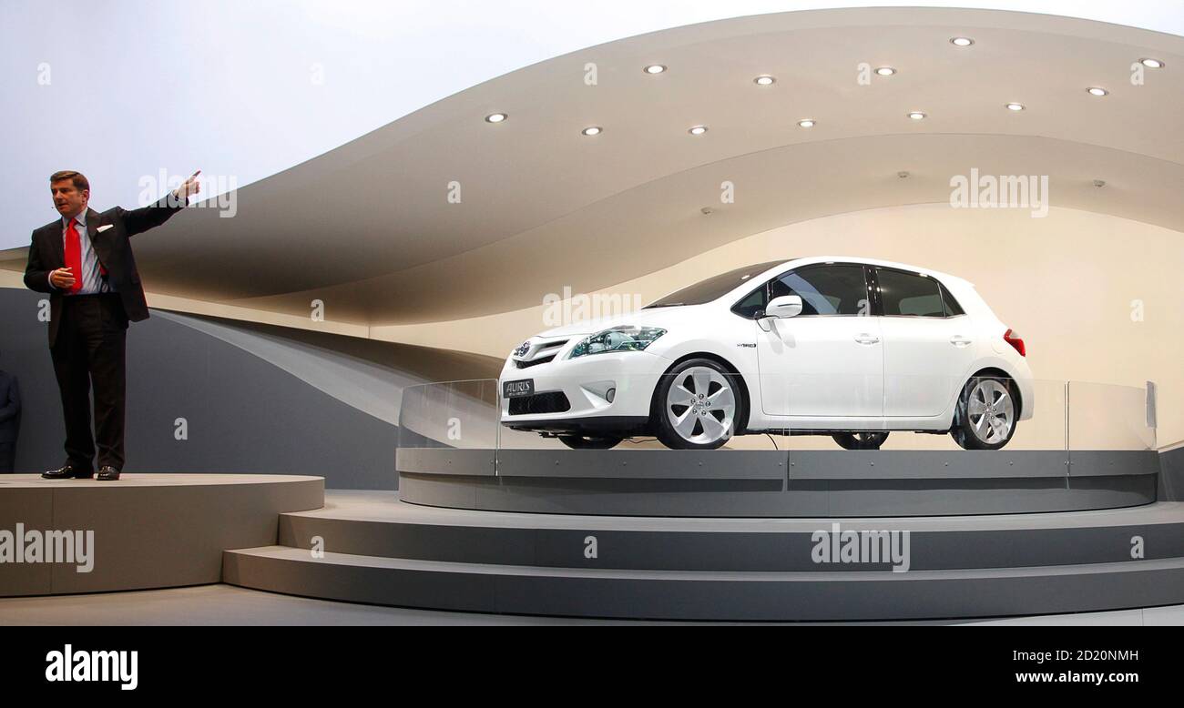 Andrea Formica, Senior Vice President of Sales, Marketing, After Sales of  Toyota Motor Europe presents the new Toyota Auris at the Frankfurt  International Auto Show IAA in Frankfurt September 15, 2009. The