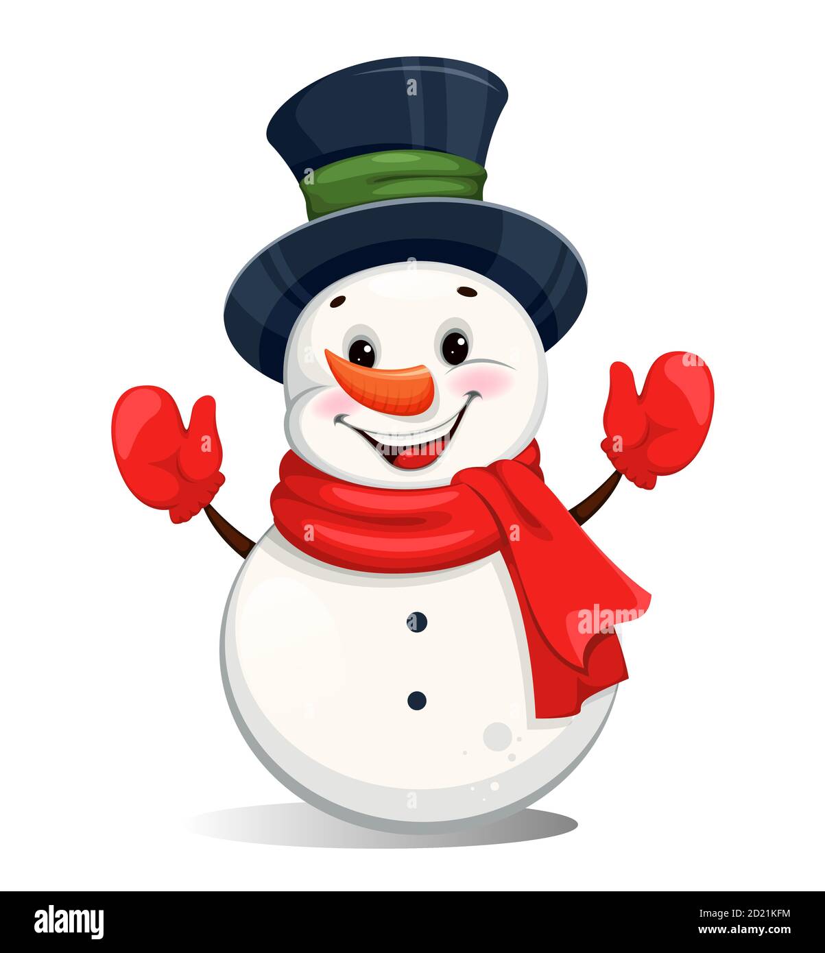 Lindo muñeco de nieve alegre de Navidad. Divertido personaje de dibujos  animados de muñeco de nieve. Feliz Navidad y Feliz año nuevo. Ilustración  vectorial Imagen Vector de stock - Alamy