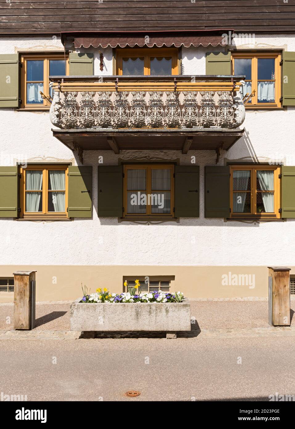 Oberstdorf, Bauernhaus, Detalle, Balkon, Gelaender, Bayern, Deutschland Foto de stock