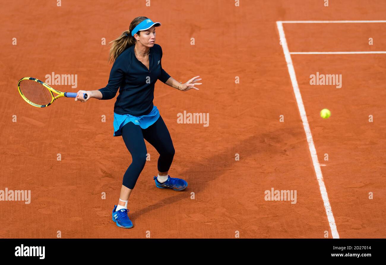 París, Francia. 6 de octubre de 2020. Danielle Collins de los Estados Unidos en acción contra Ons Jabeur de Túnez durante los cuartos de final en el Roland Garros 2020, Grand Slam torneo de tenis, el 6 de octubre de 2020 en el estadio Roland Garros en París, Francia - Foto Rob Prange / España DPPI / DPPI crédito: LM/DPPI/Rob Prange/Alamy Live News Foto de stock