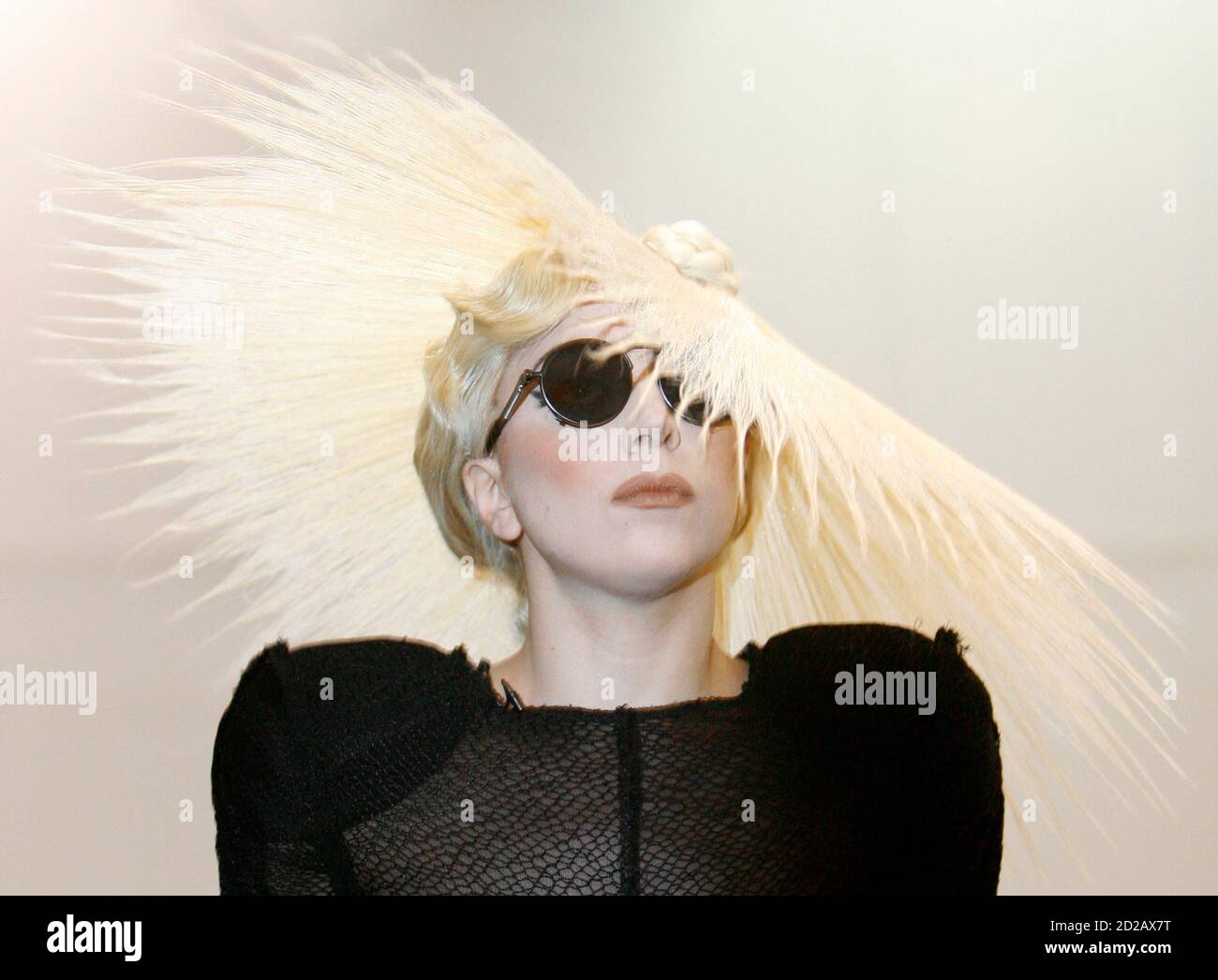 Singer Lady Gaga arrives at a media event where she was announced as Polaroid  creative director at the 2010 International Consumer Electronics Show (CES)  in Las Vegas January 7, 2010. The show