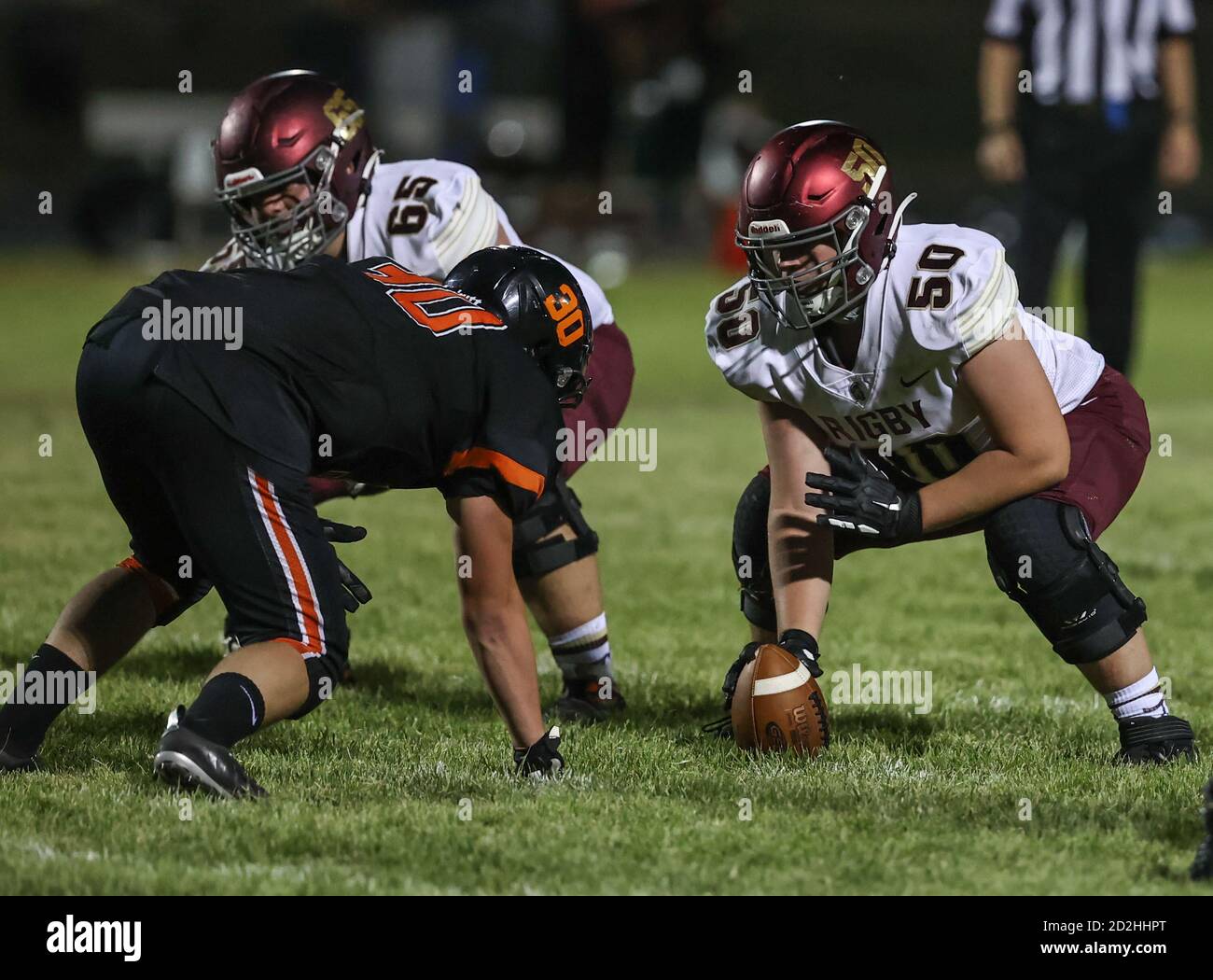 Acción de fútbol con Rigby vs Post Falls High School en Post Falls