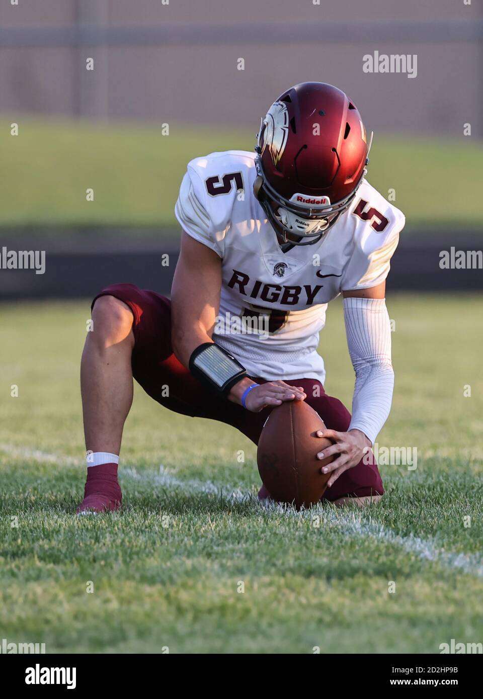 Acción de fútbol con Rigby vs Post Falls High School en Post Falls