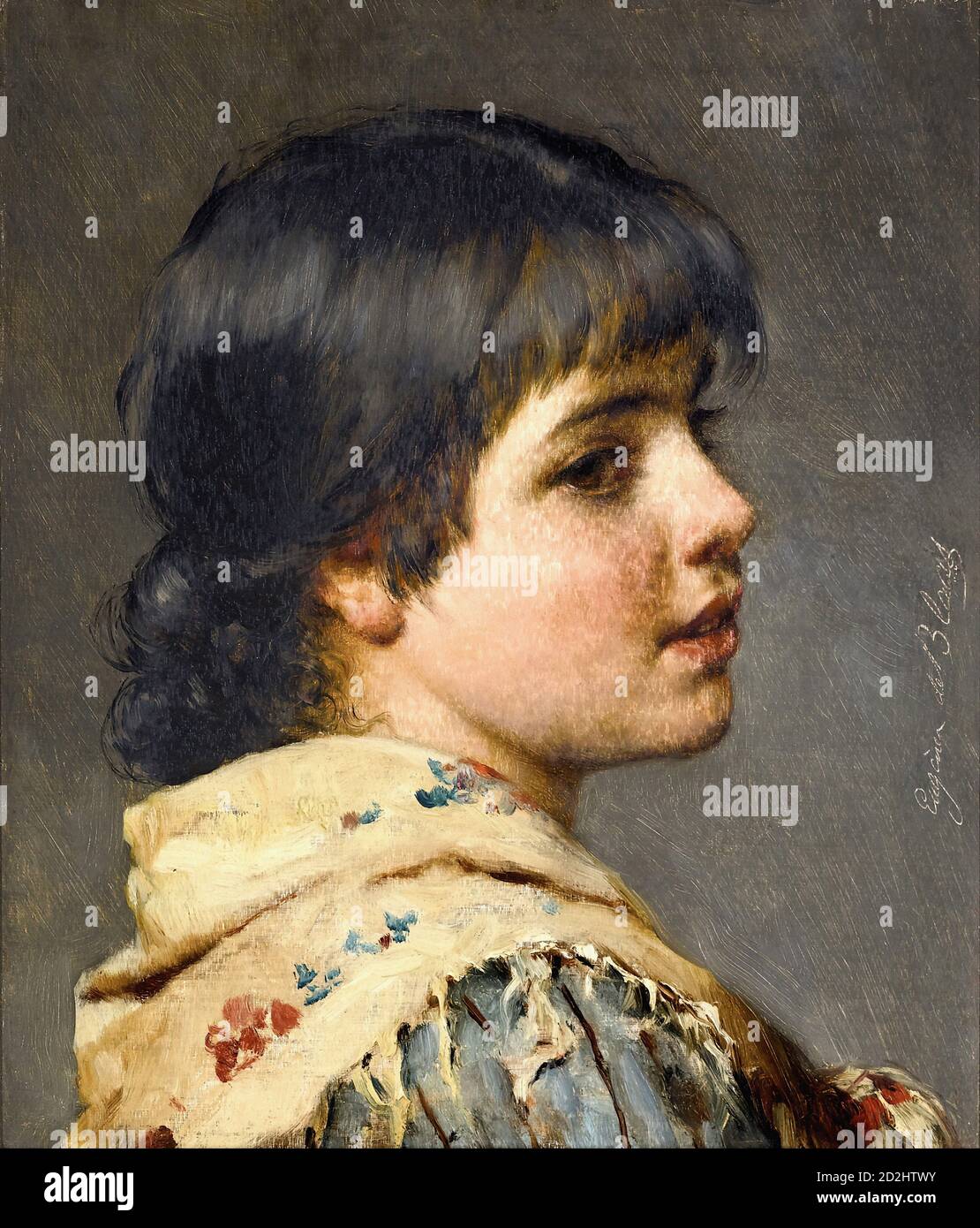 Blaas Eugene de - una niña veneciana - Escuela Austríaca - siglo XIX Foto de stock