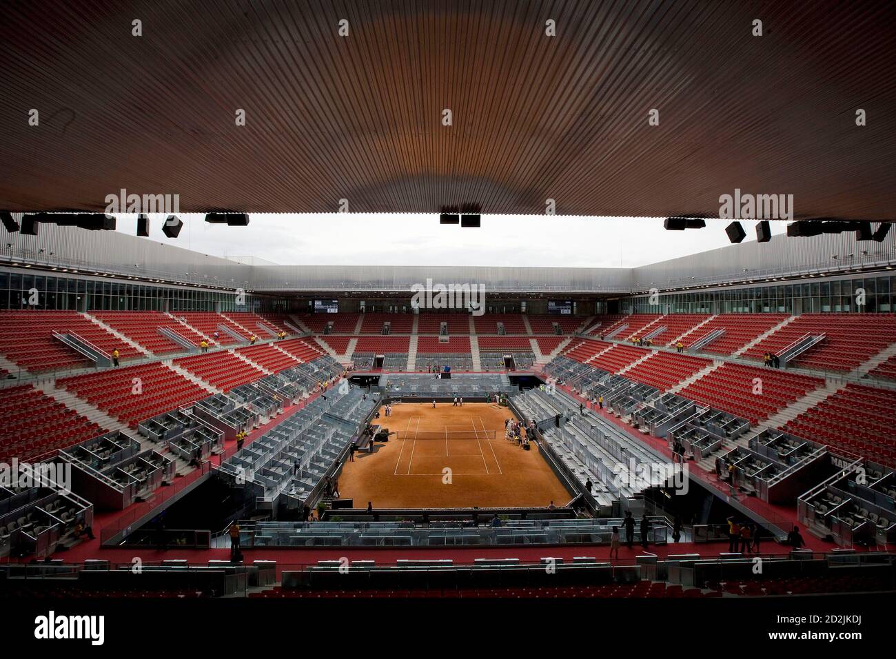 A general view of the new tennis stadium Caja Magica, or Magic Box, center  which will host the combined men's and women's Madrid Open starting May 9,  2009. The arena grounds feature