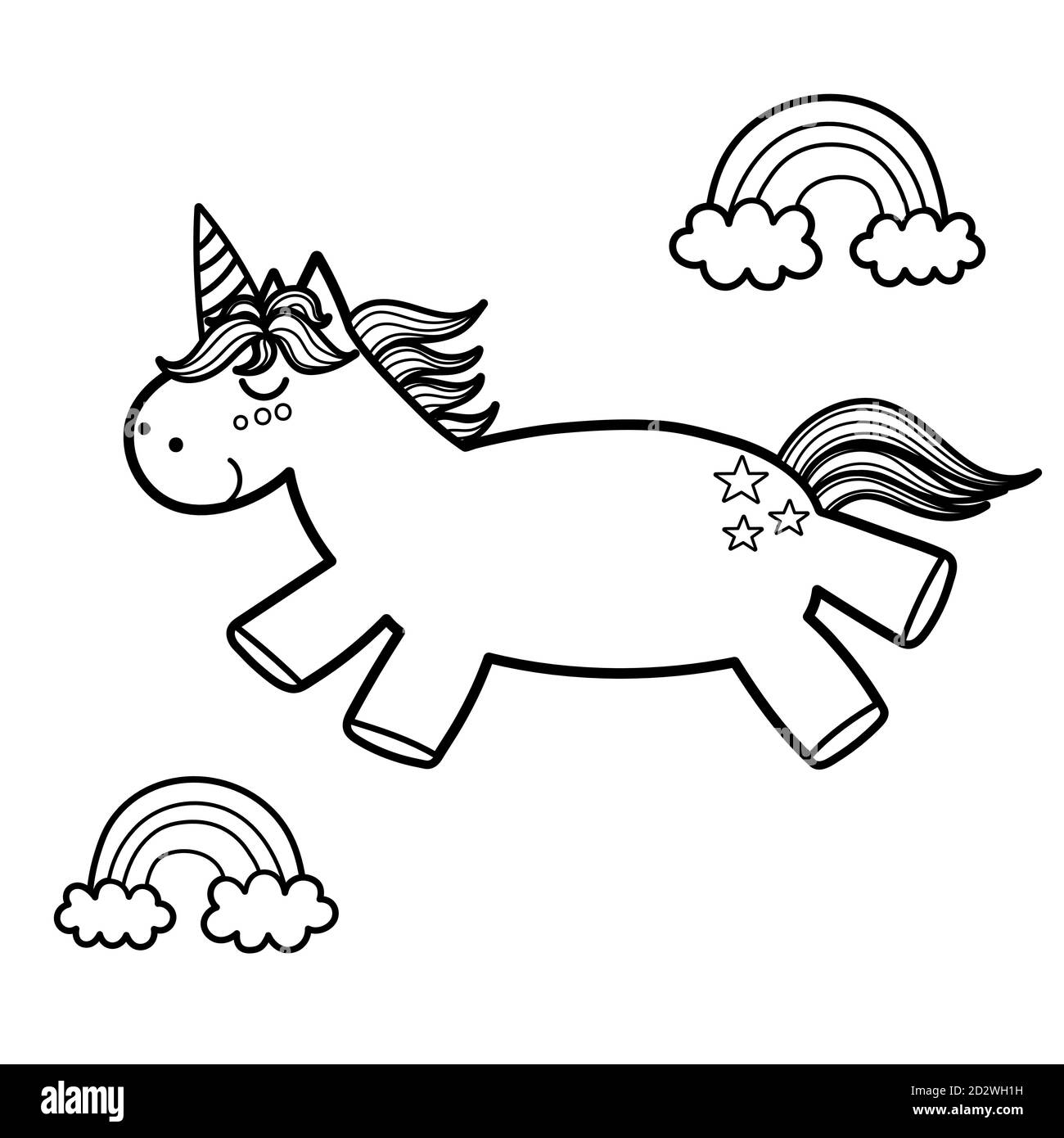 Pagina Para Colorear Magic Unicornio Y Arco Iris Libro De Colores Fantasy Imagen Vector De Stock Alamy