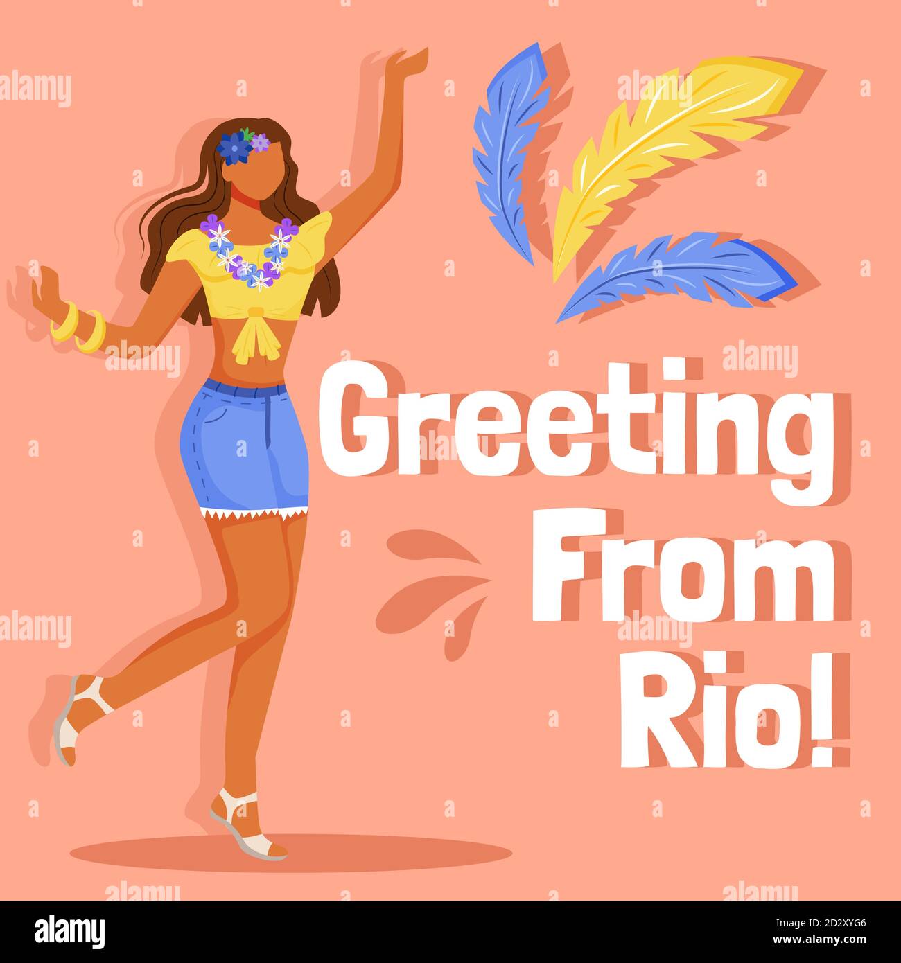 Brasil carnaval social media post maskup. Saludo de la frase de Río.  Plantilla de diseño de banner web. Mujer en adorno floral booster, diseño  de contenido Imagen Vector de stock - Alamy