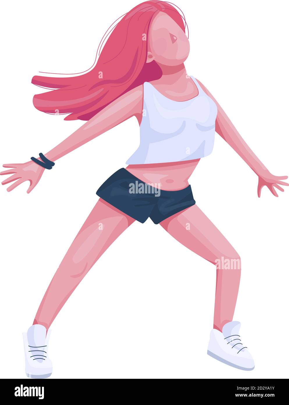 Chica danza plano color vector carácter sin rostro. Mujer practicando  movimientos coreográficos. Mujer en ropa casual bailando dibujos animados  aislados Imagen Vector de stock - Alamy