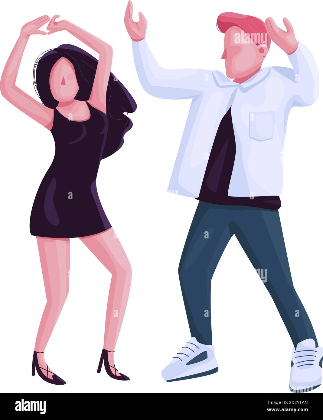 Hombre y mujer pareja bailando juntos color plano vector carácter sin rostro. Novio y novia en la discoteca fiesta de dibujos animados aislados Imagen Vector de stock - Alamy Hombre y mujer pareja bailando juntos color plano vector carácter sin rostro. Novio y novia en la discoteca fiesta de dibujos animados aislados Imagen Vector de stock - Alamy