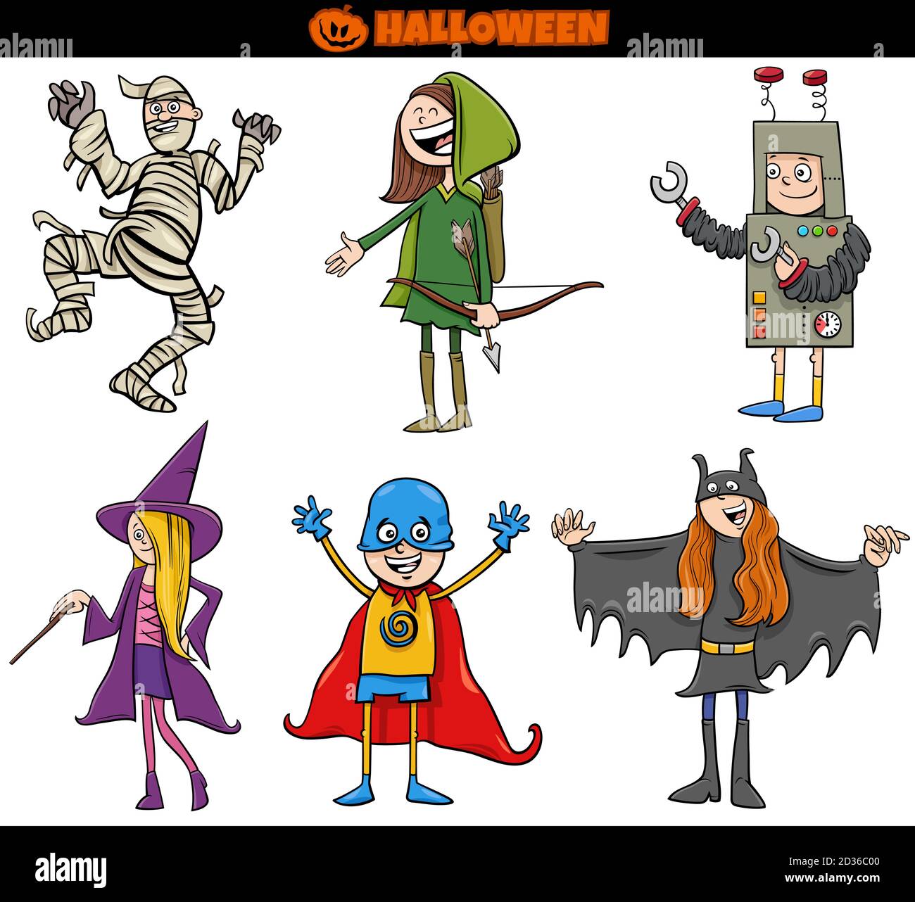 Ilustración de dibujos animados de niños y adolescentes en disfraces en  Halloween Juego de pelota de fiesta o de Masked Imagen Vector de stock -  Alamy