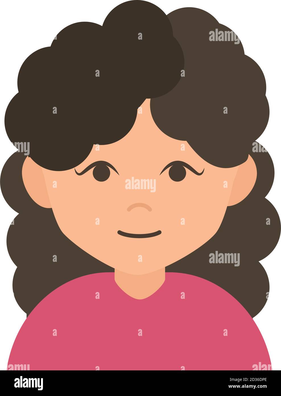 mujer personaje de dibujos animados con cabello rizado icono plano  ilustración vectorial Imagen Vector de stock - Alamy