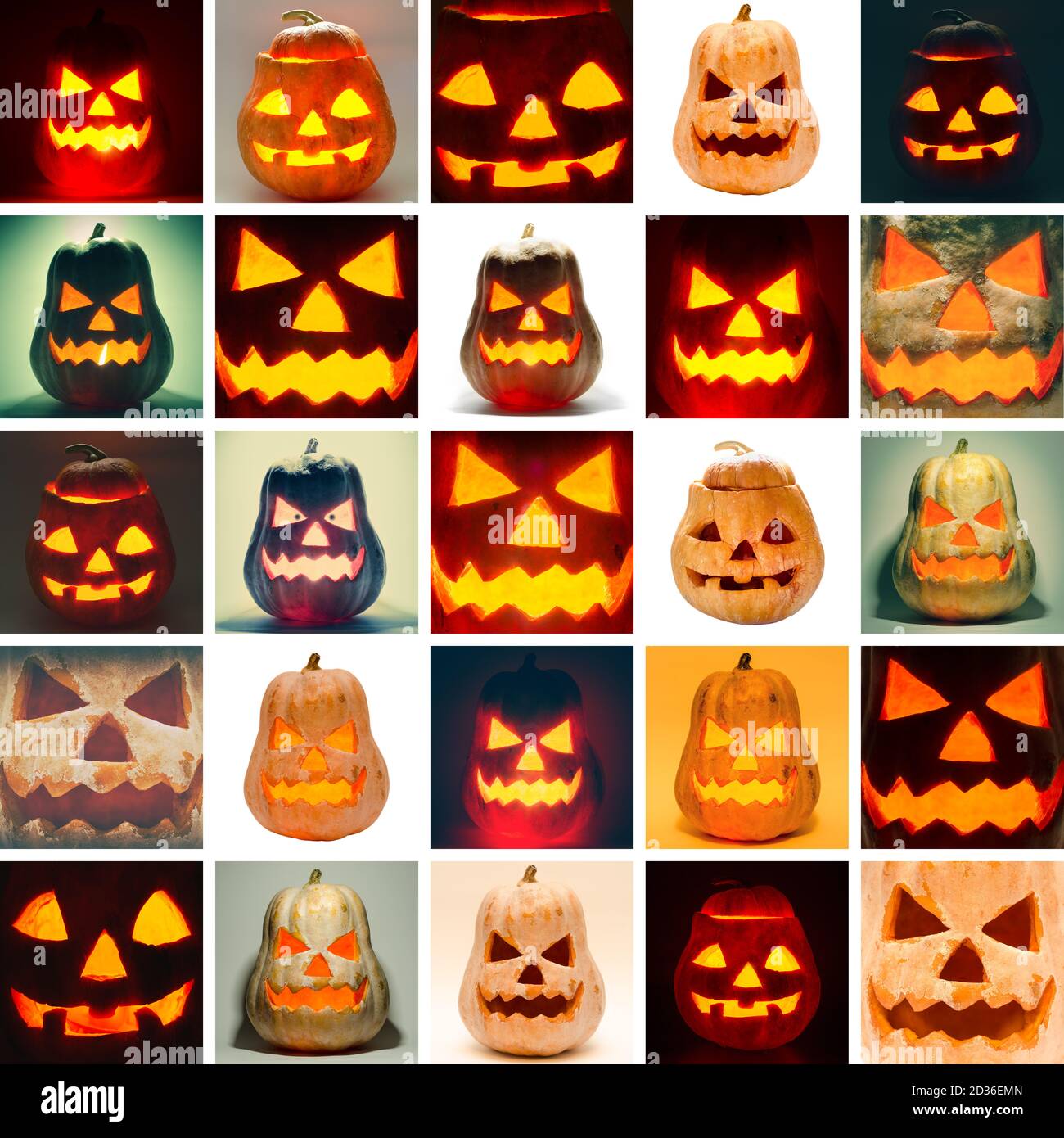 colección de calabaza de halloween sobre fondo blanco Foto de stock