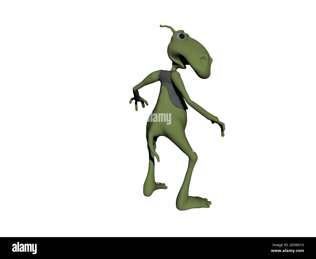 pequeño alienígena verde con extremidades delgadas Foto de stock