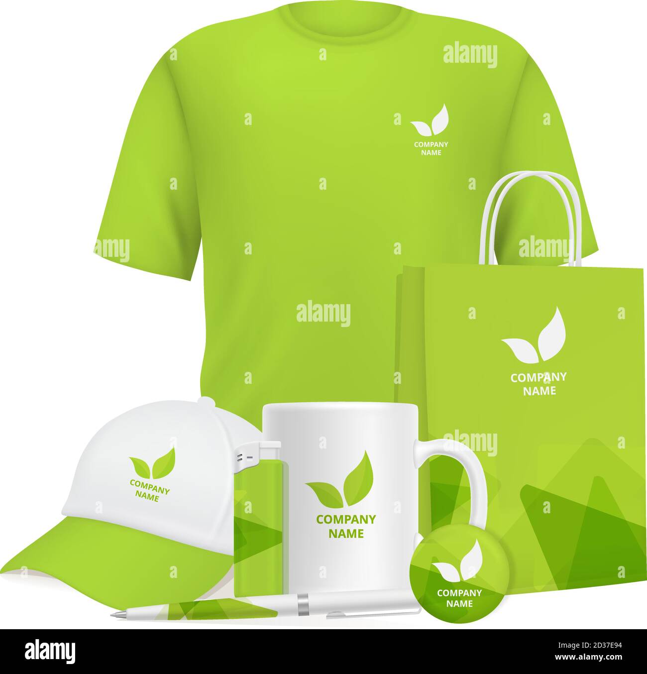 Identidad de la empresa. Branding diseño corporativo souvenirs artículos  promocionales ropa taza casquillo lápiz vector más ligero mascup realista  Imagen Vector de stock - Alamy