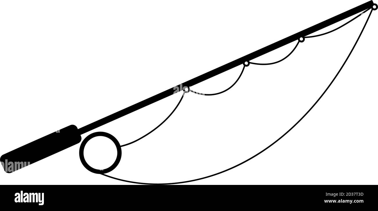 Línea de pesca o caña de pescar con aparejo en vector Imagen
