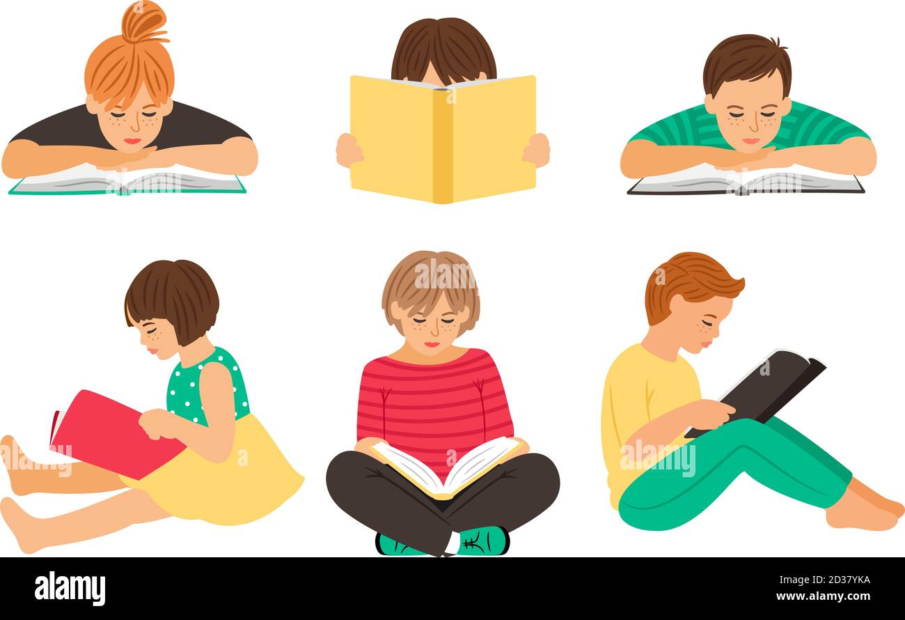 Ninos De Lectura De Dibujos Animados Adolescentes Estudiantes Con Libros Aislados Sobre Fondo Blanco Alumnos O Jovenes Escolares Leer Ilustracion Vectorial En Forma De Clipart Imagen Vector De Stock Alamy