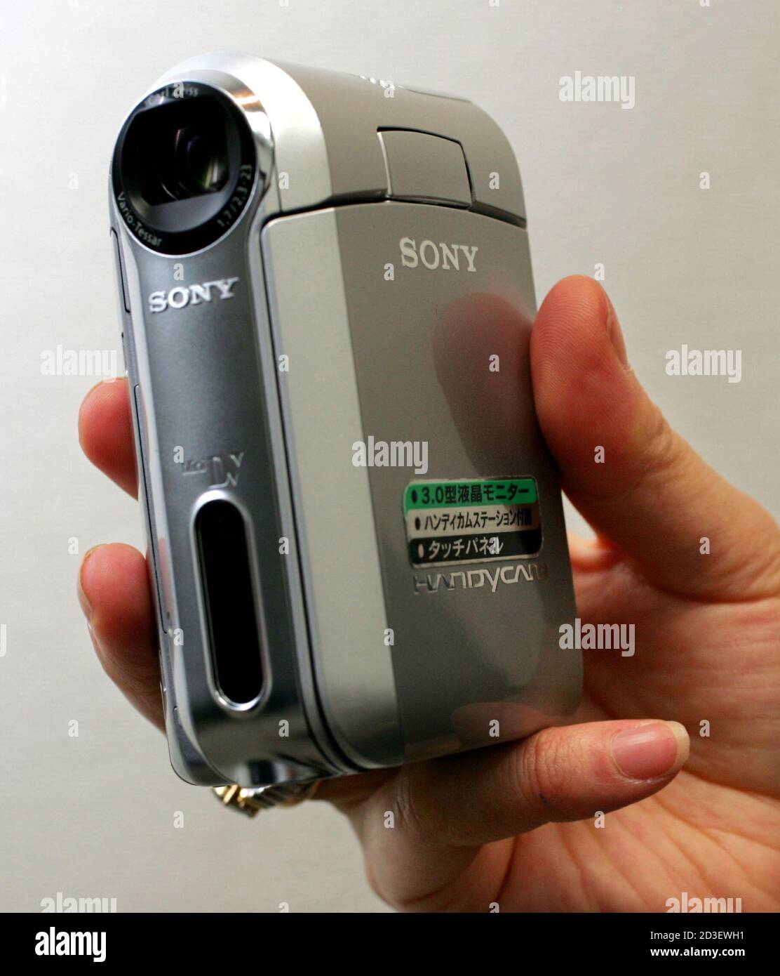 Sony Corp unveils the world's smallest Mini DV camcorder DCR-PC55 in Tokyo  February 8, 2005. The world lightest 680,000-pixel Handycam camcorder  weighing 290 grams features SlideShow Plus, which uses the 3-inch LCD
