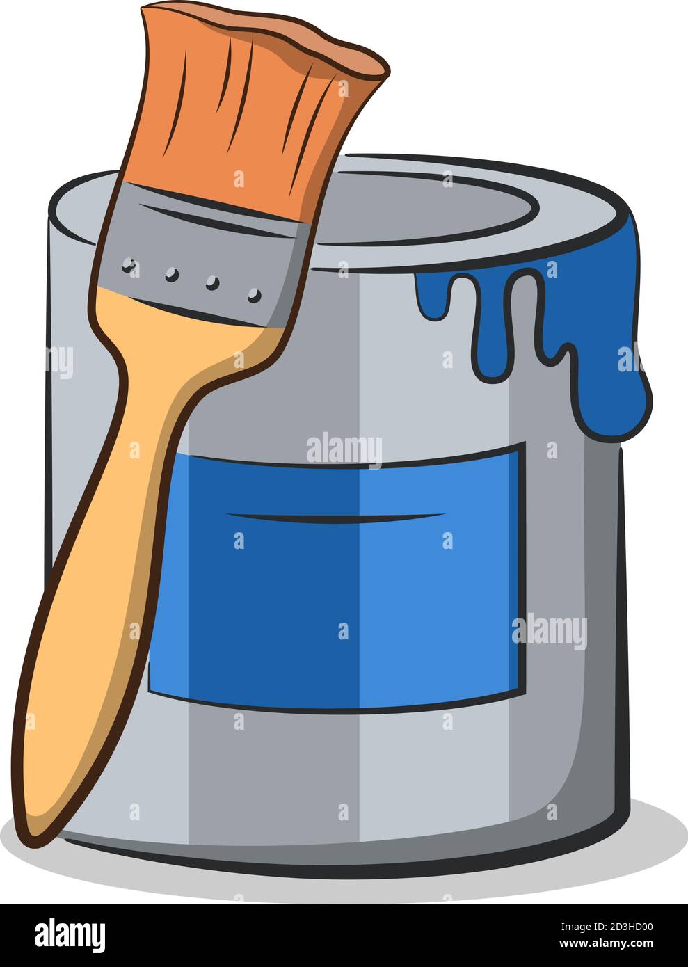 Herramientas de dibujos animados para reparaciones de apartamentos, Blue  Paint Can y Pincel de pintura. Vector Imagen Vector de stock - Alamy