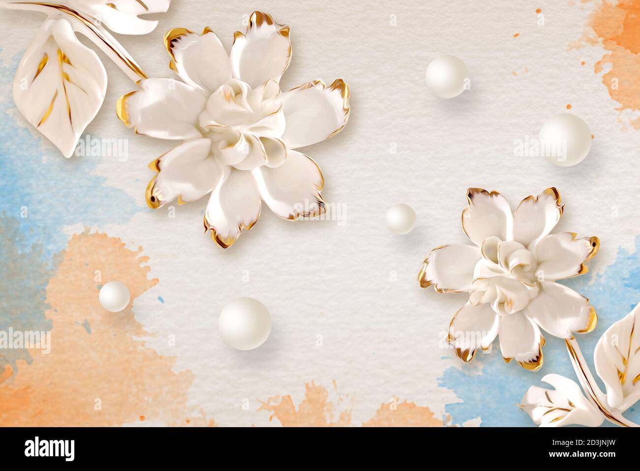 3D Wallpaper Diseño con flores blancas y fondo colorido Fotografía de stock - Alamy 3D Wallpaper Diseño con flores blancas y fondo colorido Fotografía de stock - Alamy