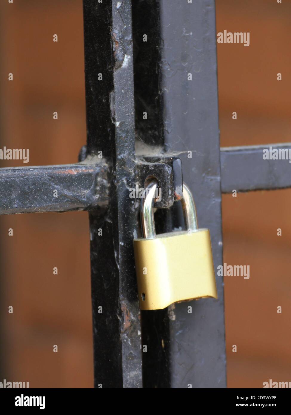 Cierre de la cerradura en la puerta de hierro forjado COVID-19 Fotografía  de stock - Alamy