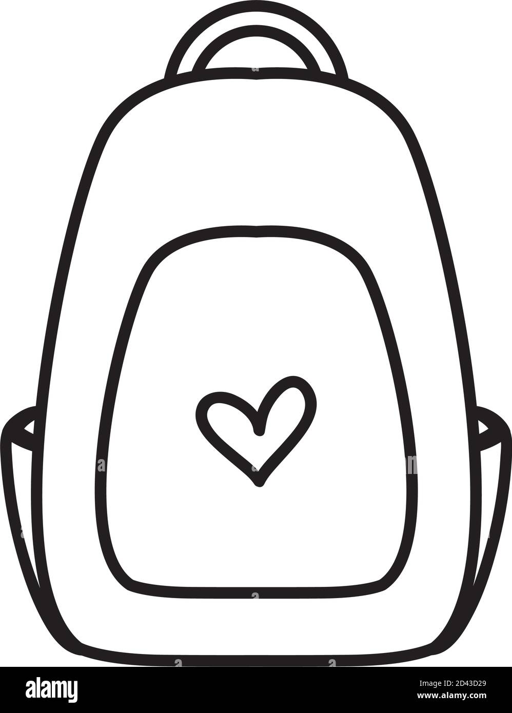 mochila escolar con diseño de corazón sobre fondo blanco, estilo de línea,  ilustración vectorial Imagen Vector de stock - Alamy