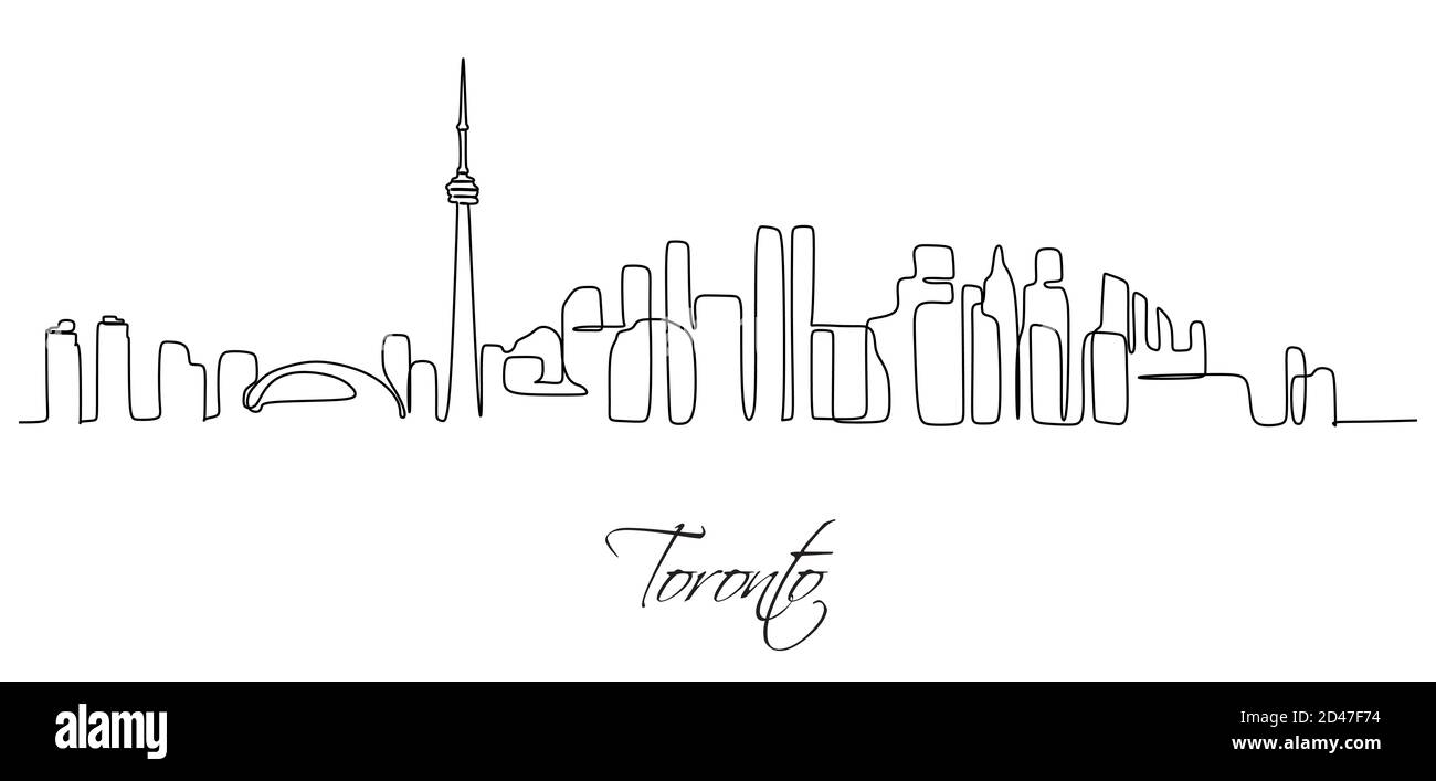 La torre CN de Toronto Skyline paisaje urbano Continuo una línea dibujo Foto de stock