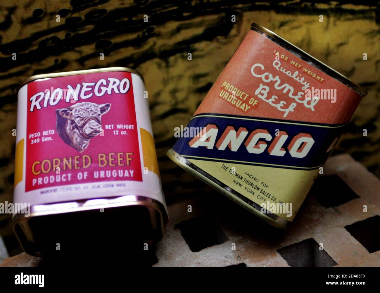 Cans of corned beef are exhibited in the Museum of the Industrial Revolution in the Uruguayan