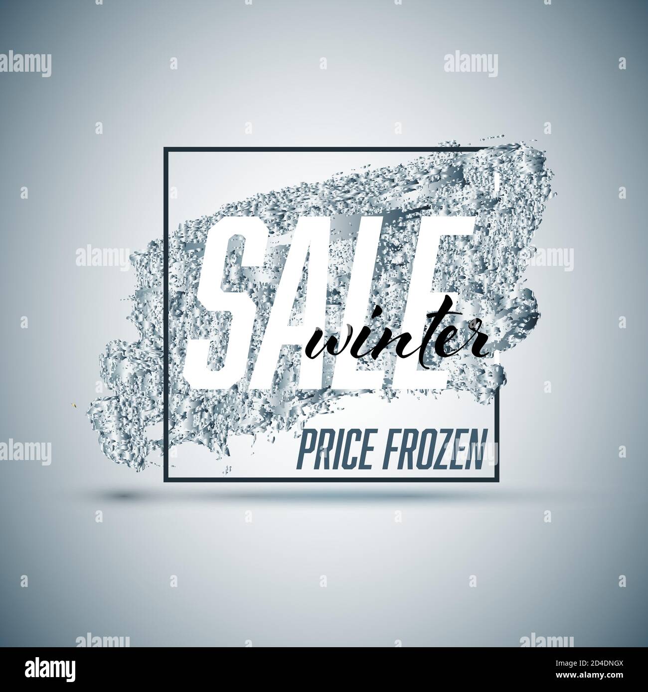 Etiqueta de venta de Winte con salpicaduras de agua de hielo y marco negro  con contenido de texto - precio congelado anuncio Imagen Vector de stock -  Alamy